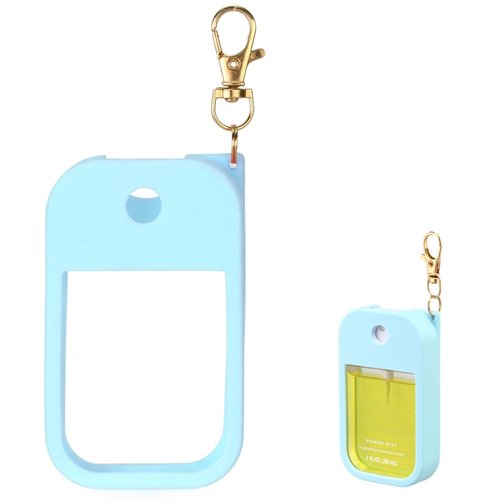 KYRGEU Hand Sanitizer Spray Case Compatible with Touchland Power Mist 1 oz – Silicone Case with Keychain for Touch Land Mist 1 fl oz（30 ml）, Hand Sanitizer Accessory for 1 fl oz (Blue, 1 Pack)