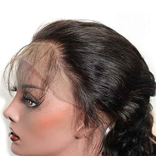 Dreambeauty 250% Density Lace Front Human Hair Wigs Silk Straight Brazilian Virgin Remy Human Hair Wigs Glueless Lace Front Wig for Women Natural Black Color (18 inch)