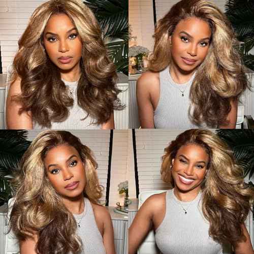 32 32 32 Inch Honey Blonde Kinky Straight 3 Bundles P4/27 Ombre 2 Tone Brown and Blonde Bundles Human Hair Brazilian Virgin Remy Human Hair Extensions
