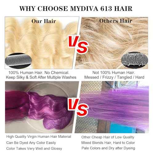 613 Blonde Body Wave Human Hair Bundles - 100% Unprocessed Virgin, 22 inch Weave Extensions