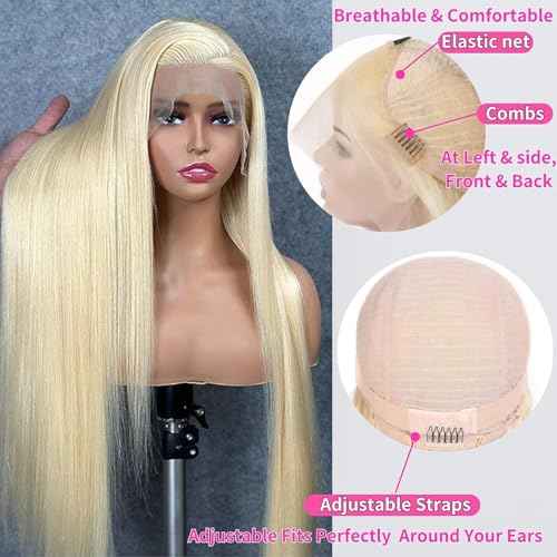 VIPbeauty 613 Lace Front Wig Human Hair Blonde 13X4 HD Transparent Lace Front Wigs Human Hair 180% Density Blonde Wigs Human Hair 613 HD Straight Lace Front Wigs Human Hair Pre Plucked