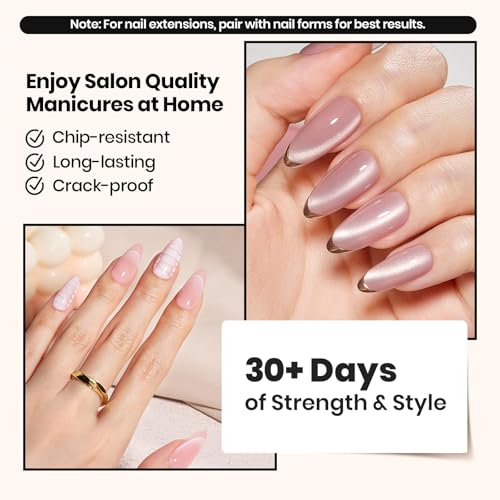 Beetles Builder Gel Set,3 Pcs 8 in 1 Nail Strengthening Apex Building Extension for Beginner DIY Salon at Home,Clear Builder Nail for Nails with Base and Top Coat Gel,UV & LED Lamp Needed