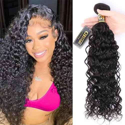 QTHAIR Water Wave Human Hair Bundles (Natural Black,20") Burmese Curly Bundles 16A 100% Unprocessed Brazilian Virgin Human Hair Weave Wet and Wavy Bundles