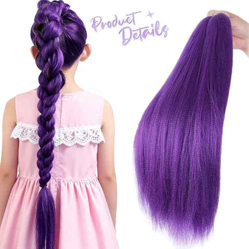 Purple Braiding Hair 30 Inch Pre Stretched Crochet Braiding Hair Extensions for Women 3 Packs, Purple Hair Extensions for DIY Cosplay Crtoon Character Ponytail Halloween Costumes (30 Inch-3 pcs)
