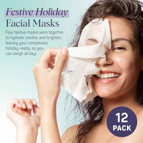 SpaLife Beauty Santa¡¯s Squad 2025 Christmas Face Mask Bundle | Korean Facial Masks | Hydrating, Soothing, Complexion Enhancing and Firming Sheet Mask Set | Christmas Gifts for Women | 12 Pack