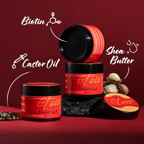 Hairplexx Glow Loc & Twist Gel ? Supreme Hold for Locs, Retwists & Twists ? Deep Moisture and Scalp Nourishment ? With Shea Butter, Biotin & Castor Oil (5.07 fl oz, Shea Butter)