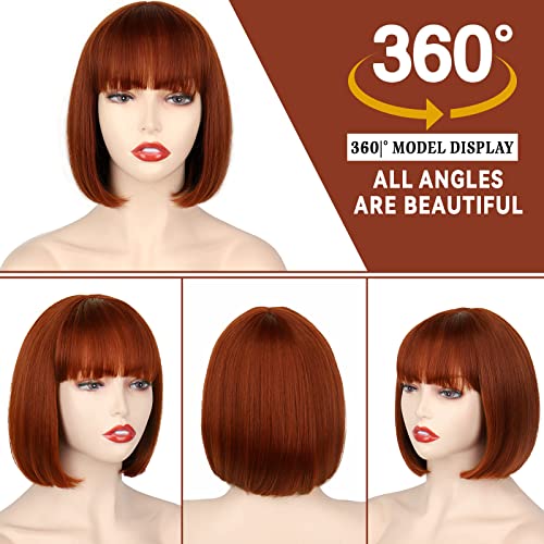 WERD Blonde Bob Wig with Bangs, Straight Ombre Short Blonde Wig for Women, Short Light Blond Wig for Halloween Party Daily Wear