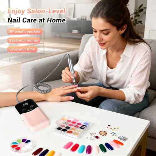 35000 rpm Professional Nail Drill Machine, Portable Electric Efile Drill for Shaping, Buffing, Removing Acrylic Nails, Gel Nails Manicure Pedicure Kit