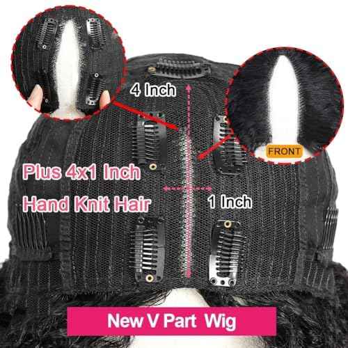 Curly V Part Wigs Deep Wave V Part Human Hair Wigs for Black Women Brazilian Virgin V Part Wigs Human Hair V Shape Wigs No Leave Out Deep Curly Upgrade U Part Wigs 150% Density Curly Wig 22 Inch