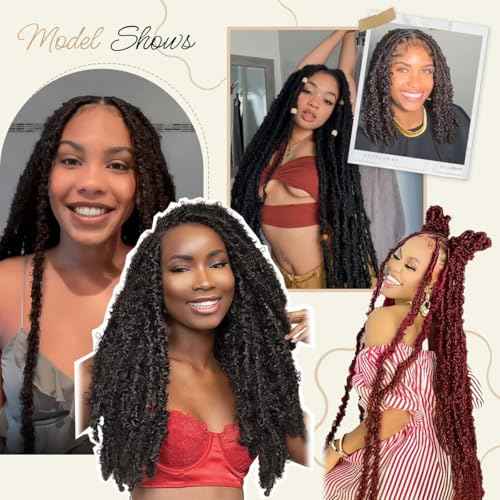 36 Inch Butterfly Locs Crochet Hair 8 Packs Long Maroon Red Butterfly Loc Thick Distressed Locs Crochet Hair Pre Looped Light Weight(36Inch - 8Pack, 350)