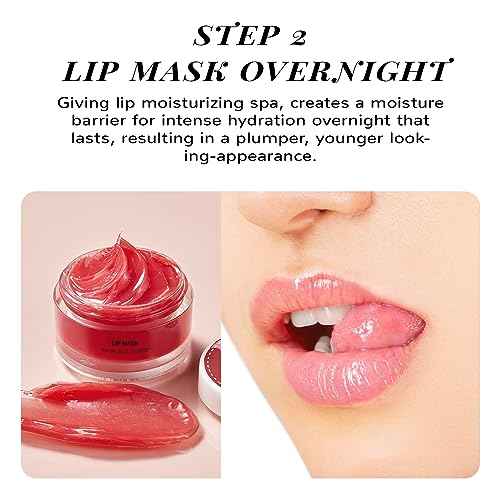 Lip Scrub & Lip Mask Set, Lip Sleeping Mask, Overnight Treatment Lip Care Products, Christmas Gifts for Girls, Moisturize & Nourish, Dry Cracked Lips, Intense Hydration with Vitamin C