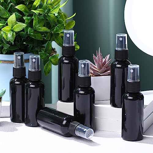 Zhehao 200 Pcs Small Spray Bottle Bulk 2 oz Plastic Mist Spray Bottles for Essential Oils Fine Mist Sprayer Reusable Refillable Portable Travel Containers for Perfume Cleaning Samples(Black)