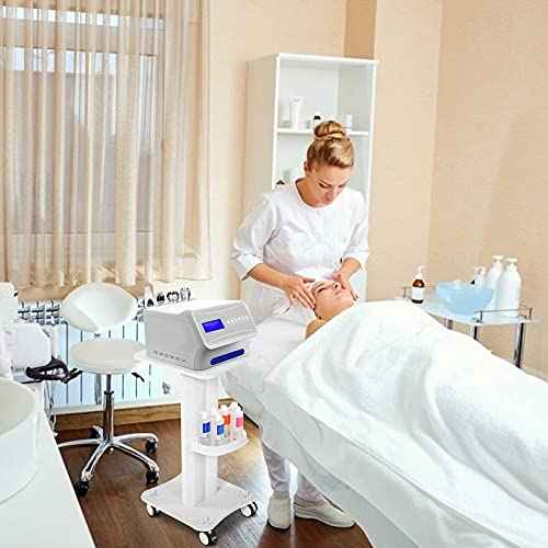 Salon Trolley, ABS Salon Tray Cart Utility Carts Massage Tools Beauty Hairdressing Rolling Trays Trolley Cart with Wheels Use Pedestal Cart Spa Trolley Aluminum Alloy Stand Instrument, White