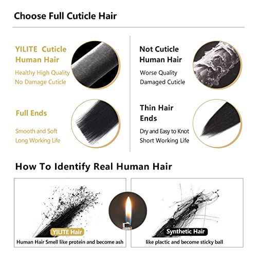Yilite Clip in Hair Extensions - 20 Inch 120g 8pcs Real Human Hair Natural Silky Double Weft - Off Black