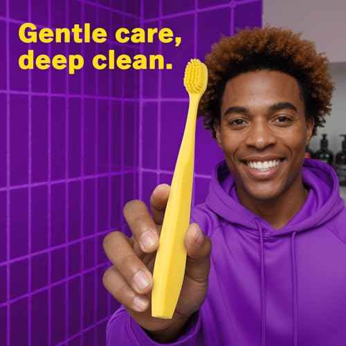 Max Extra-Soft Toothbrush for Adults Sensitive Gums ? Gentle Bristles, Wide Angled Head for Back Teeth, Ergonomic Non-Slip Grip, BPA-Free Handle, Individually Wrapped,4-Pack (Assorted)