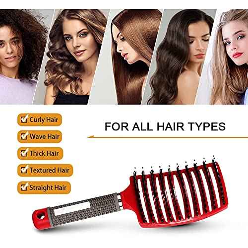 Magical Ultra Detangling Brush for Wet or Dry Hair, Detangler Brush, Fast Drying Styling Massage Hairbrush for Men, Women and Kids (New Gold+Purple)
