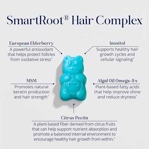 Sugarbear Gentle Detangling Bamboo Hair Brush + Vegan Hair Vitamin Gummies 3 Month Supply, Extra Strength Biotin 6000mcg for Supporting Healthy Straight, Wavy, Curly & Kinky Hair