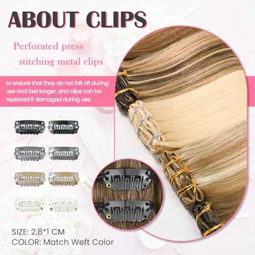 Aison Light Brown Clip in Hair Extensions Real Human Hair 7pcs Remy Hair 16clips for Women #6 Chestnut Brown Hair Extensions Real Human Hair 20 Inch 120g