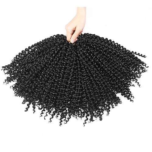 WIGER Kinky Curly Crochet Hair Marlybob Braiding Hair Black Jerry Curly Passion Twist Hair Curly Crochet Braids Medium Length Synthetic Kinky Twist Hair Extensions (6 Packs,10 Inches)