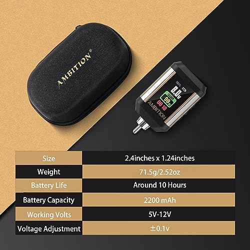 Tattoo Power Supply - Ambition Korall Wireless Tattoo Battery Pack 2200mAh Mini Portable RCA Color LED Digital Display for Rotary Tattoo Machine