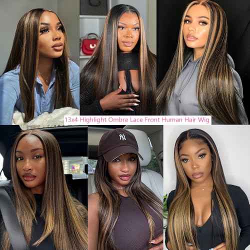 Highlight Ombre Lace Front Wig Human Hair 180 density 22 inch straight wigs human hair 13x4 lace front wigs human hair wigs for black women