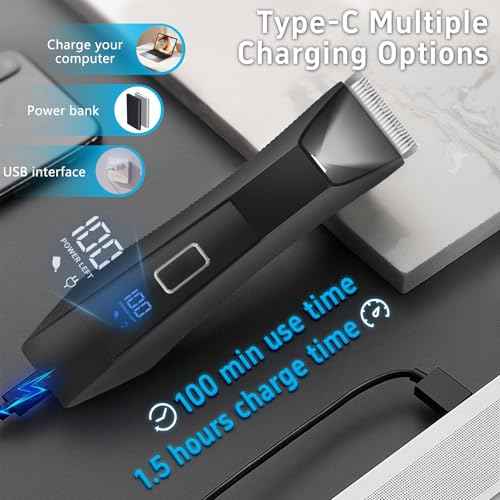 Beatslm Body Trimmer for Men, Groin & Body Hair Trimmer, Ball Foil Shaver, Nose Hair Clippers, 3 in 1 Men's Waterproof Wet/Dry Groomer with Travel Case &Travel Lock, LED Display, Black