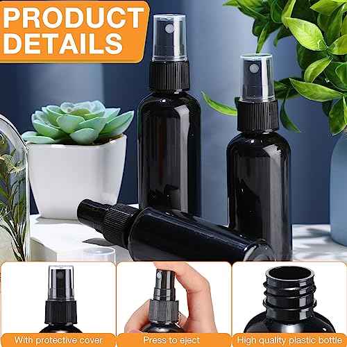 Zhehao 200 Pcs Small Spray Bottle Bulk 2 oz Plastic Mist Spray Bottles for Essential Oils Fine Mist Sprayer Reusable Refillable Portable Travel Containers for Perfume Cleaning Samples(Black)