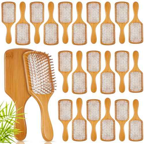Tessco for you 24 Pcs Bamboo Hair Brushes for Women Bulk Wooden Paddle Brush Scalp Massage Bamboo Bristles Anti Static Men Engraving DIY Gift for Wedding Teacher(White)
