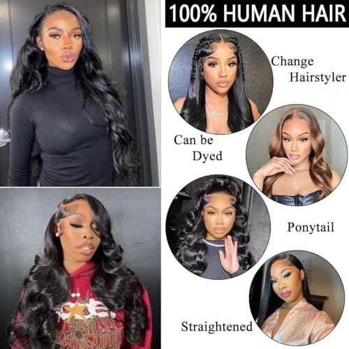 Body Wave Lace Front Wigs Human Hair 13x6 HD Lace Front Wig Human Hair Pre Plucked Body Wave Glueless Wigs Human Hair for Women (13x6 body wave, 20 INCH)