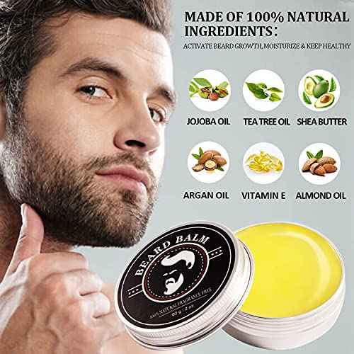 Fathers Day Dad Gifts, Beard Kit for Men, Beard Growth and Grooming Kit w/Beard Oil Beard Balm Beard Brush Beard Comb Beard Scissors, Birthday Gifts for Men Husband Him Grandpa Boyfriend Son Brother