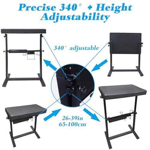 XXL Professional Tattoo Arm Rest Stand - Adjustable Height (26" to 39"), Heavy Duty Steel Base with Detachable Storage Tray & PU Leather Cushion for Tattoo Artists and Studios