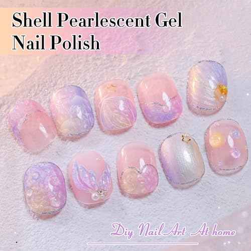Double Rhythm Gel Nail Polish Set of 6 Colors Baby Light Pastel Milky Nail Polish Starter Kit Art DIY Salon Home (Pearl White Pink Green Blue Yellow Purple,Kit 30)