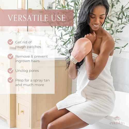 Dermaglow Deep Exfoliating Glove - Plant Based Body Exfoliator for Kerotosis Pilaris & Spray Tan Removal -Pink