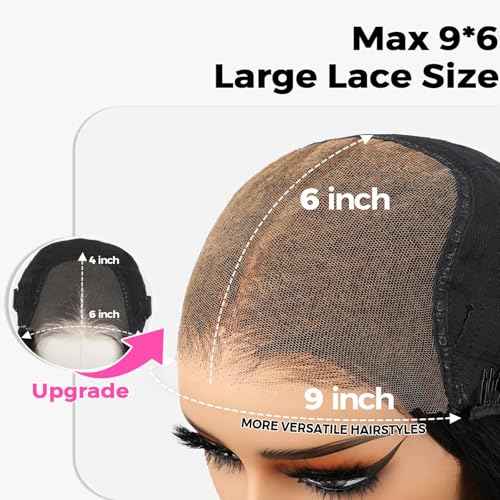 ISEE M-Cap Kinky Curly Wear Go Glueless Wigs Human Hair Pre Plucked Pre Cut Bleached Knots 9x6 HD Lace Glueless Human Hair Wigs For Women (Highlight Ombre, 12 Inch)