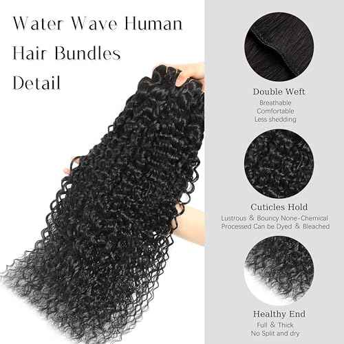 Water Wave Human Hair Bundles 16 18 20 22 Inch 12A Raw Bundles Silky Soft Wet And Wavy Water Wave Bundles For Women Natural Black Color