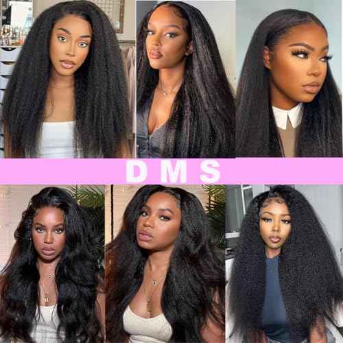 DMS Kinky Straight Bundles Yaki Straight Bundles Human Hair For Black Women 100% Unprocessed Brazilian Remy Hair Natural Black Color (26 inch£¬black)