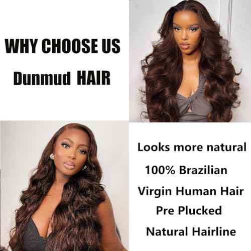 Lace Front Wigs Human Hair Chocolate Brown 13x4 Body Wave Transparent Lace Frontal Wigs for Black Women Human Hair with Baby Hair Pre Plucked For Black Women 180 Density 24 Inch