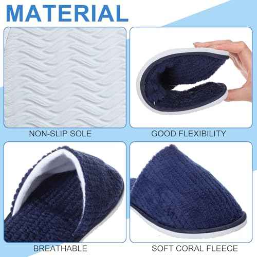 Panitay 20 Pairs Reusable Spa Slippers for Guests Washable House Slippers with Triple Layer Coral Fleece for Home Indoor Hotel Travel, Closed Toe