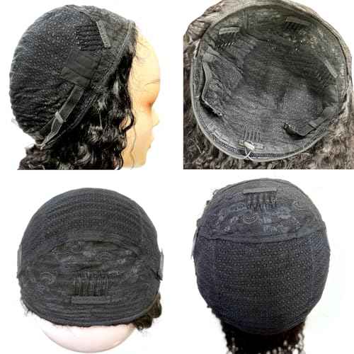 XSY Half Wig Human Hair Curly 16 Inch Deep Wave Half Wigs for Black Women 3 In 1 Drawstring Seamless Flip Wig Invisible Hairline Beginner Friendly 180% Density