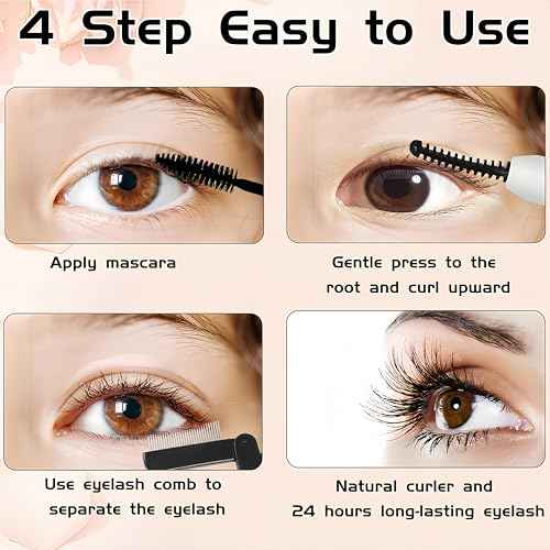 Heated Eyelash Curler, Heated Lash Curler with Led Display Electric Eye lash Curler 3 Temp Settings for Makeup Tools for Achieving A Natural Curl and Long Lasting Eyelashes, Designed for Women, Pink