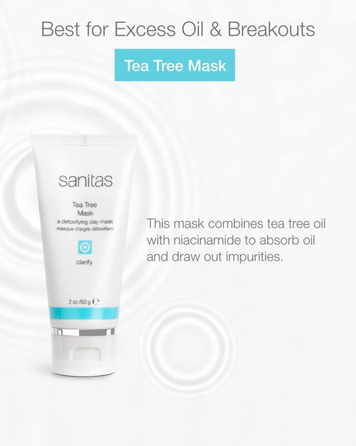 Sanitas Skincare Tea Tree Mask, Purifying Treatment Mask, Detoxifying Clay Blend, Salicylic Acid, 2 Ounces