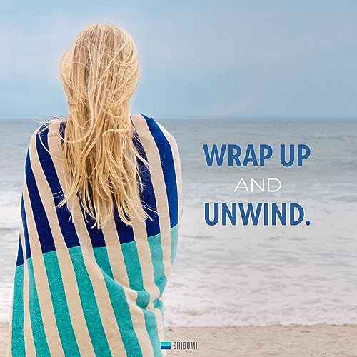 Shibumi Luxe Towel, Ebb & Flow, 35"" x 68"", Oversized and Lightweight Beach Towel, Extra Soft Velour Front and Absorbent Terry Back, 100% Cotton & Machine Washable
