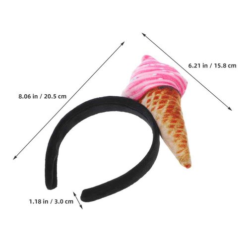 FRCOLOR 2pcs Ice Cream Headband Cute Ice Cream Cone Hair Band Party Headbands for Washing Face, Makeup, and Styling (Pack of 2)