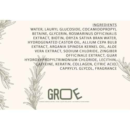GROE ROSEMARY Anti-Thinning Biotin Hair Growth Shampoo (16.6oz) Natural & Vegan, Sulfate-Free, CLINICALLY TESTED Effective Results, Women & Men