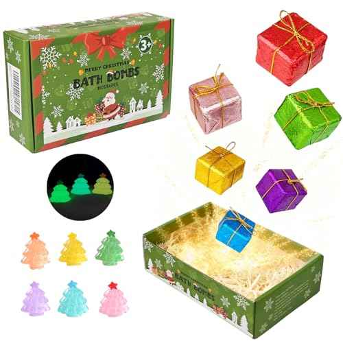 Christmas Bath Bombs with Surprise Toys Inside: 6 Pack Handmade Gifts Bath Bomb Set for Women Relaxing Bubble Bathbombs Scented Gift Stocking Stuffers Holiday Birthday for Men Kids Girls Girlfriend