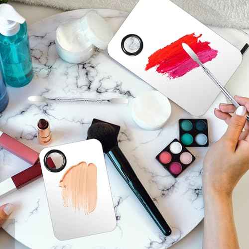 2 Set Makeup Mixing Palette,Stainless Steel Makeup Palette with Spatula Professional Make up Artist Must haves,Suitable for Mixing Foundation Make up Eye Shadow and Nail