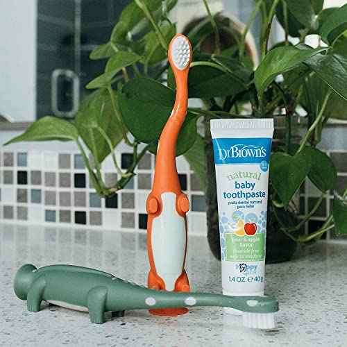 Dr. Brown's Baby and Toddler Toothbrush, Green and Orange Dinosaur 2-Pack 1-4 Years, CleanUp Float & Hatch Dino Eggs Bath Toy, 6m+, Dino-Soft Baby Bath Spout Cover, BPA Free, Certified Plastic Neutral