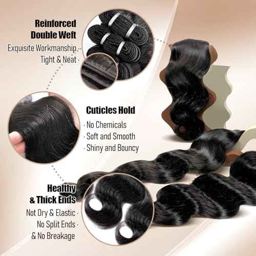 Lynch 15A Body Wave Bundles Human Hair, 22 Inch Real 100% Unprocessed Raw Cambodian Hair 1 Bundle, Plush Thick Cambodian Virgin Hair 105 Gram Per Bundle Natural Black For Woman