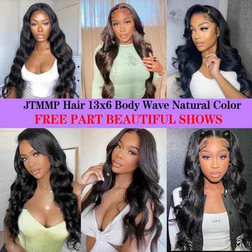 JTMMP 28 Inch 13x6 Body Wave Lace Front Wigs Human Hair Pre Plucked 200% Density HD Transparent Frontal Wigs Human Hair Lace Front Wigs for Women Black Color