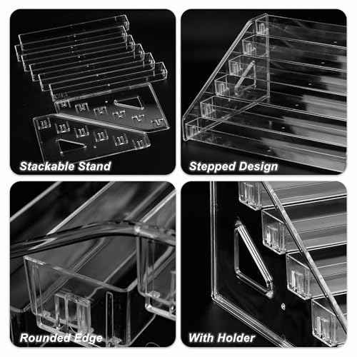 Nail Polish Organizer Clear Acrylic Eyeglasses Display Holder Essential Oil Storage Rack Makeup Stand Tray - 6 Layer